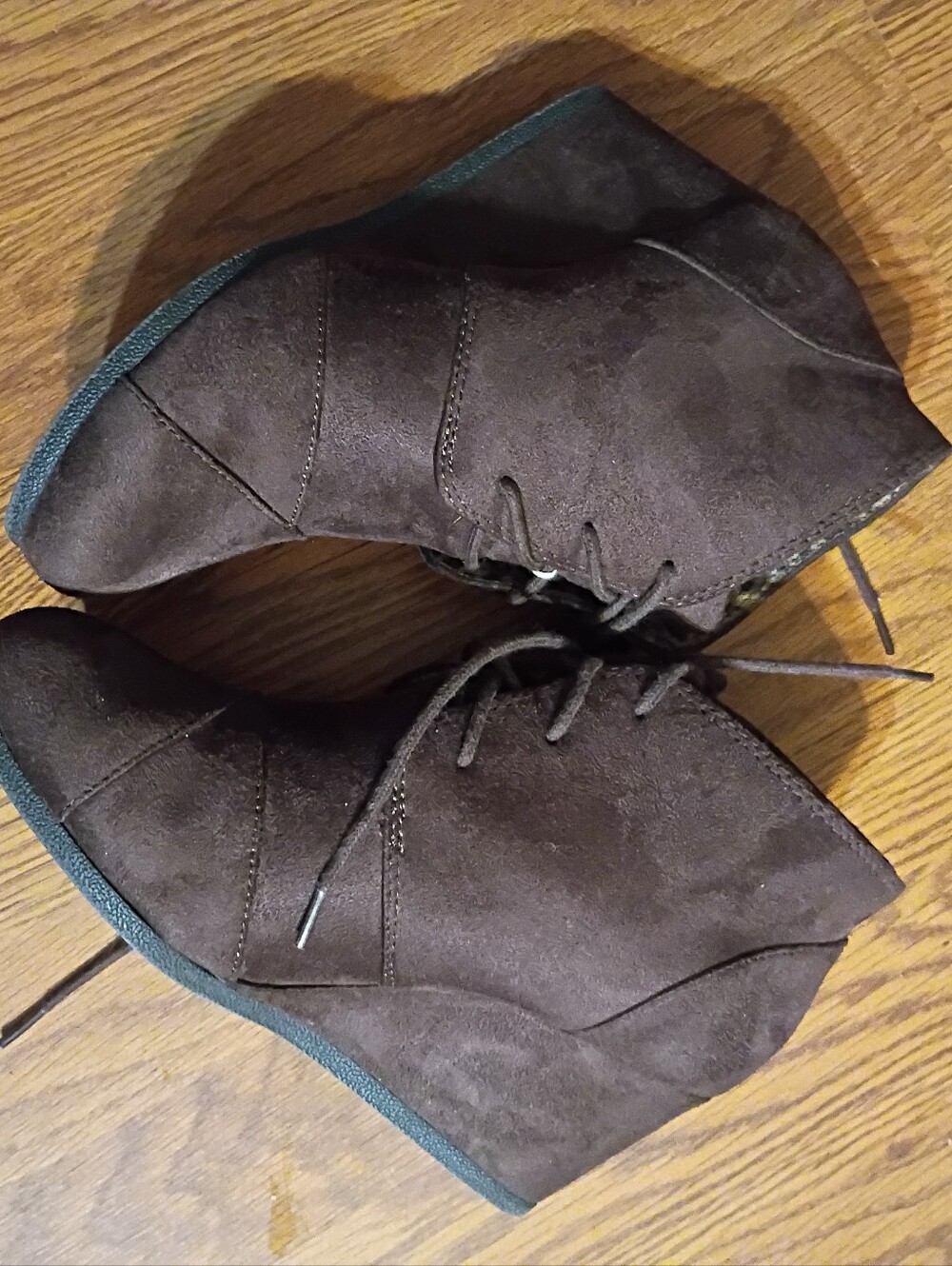 Cityclassified Brown Suede Lace-Up Wedge Chukka Boots